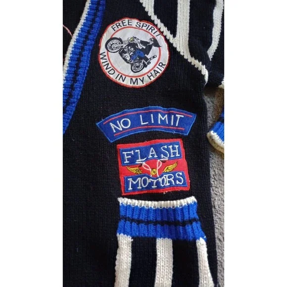 VTG Womens 80’s A’Milano Sweater Cardigan Motorcycle Colorful Boho Grunge Sz M - Picture 4 of 8